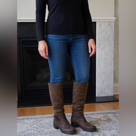 355- Cato Brown Distressed Knee-High Riding Boots – Size 9 - Picture 1 of 4